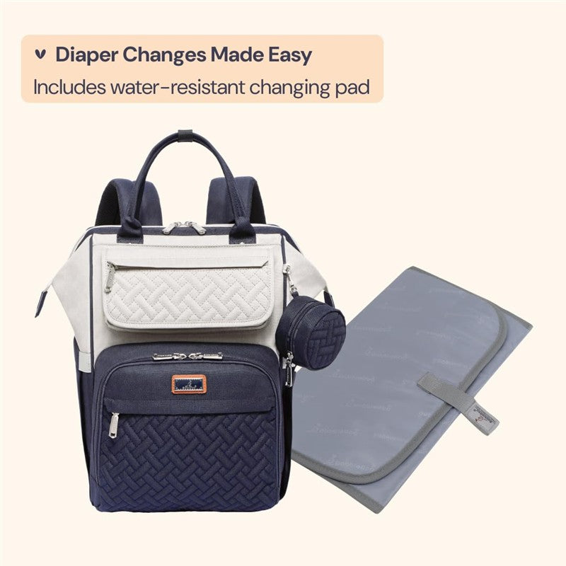 BabbleRoo Wide Top Diaper Bag Backpack - Gray & Blue Image 7