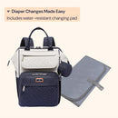 BabbleRoo Wide Top Diaper Bag Backpack - Gray & Blue Image 7