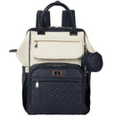 BabbleRoo Wide Top Diaper Bag Backpack - Vegan Leather Blueberry Cream Image 1
