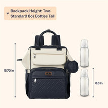BabbleRoo Wide Top Diaper Bag Backpack - Vegan Leather Blueberry Cream Image 2