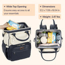 BabbleRoo Wide Top Diaper Bag Backpack - Vegan Leather Blueberry Cream Image 3