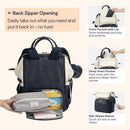 BabbleRoo Wide Top Diaper Bag Backpack - Vegan Leather Blueberry Cream Image 5