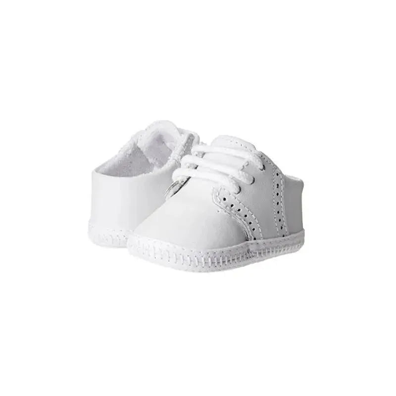 Baby Deer Crib Shoe Leather Saddle Oxford, White Image 2