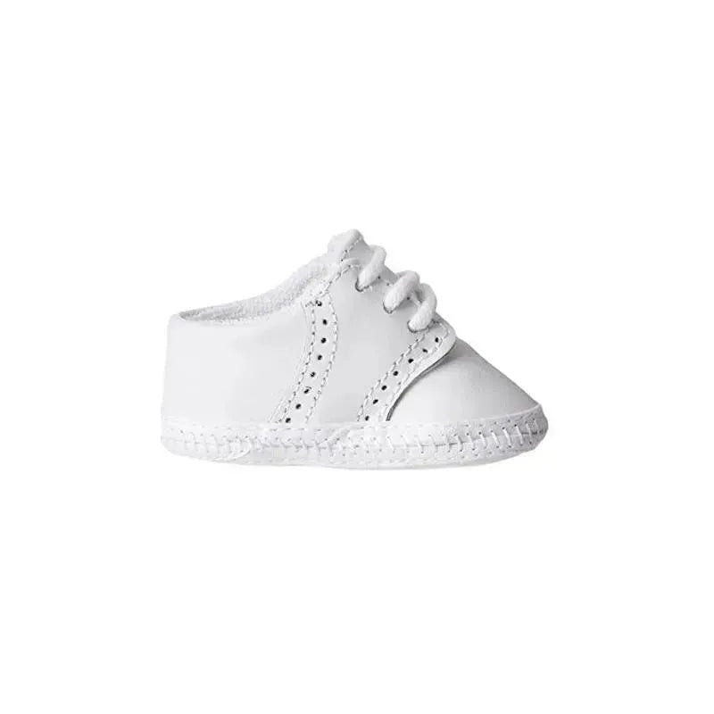 Baby Deer Crib Shoe Leather Saddle Oxford, White Image 3