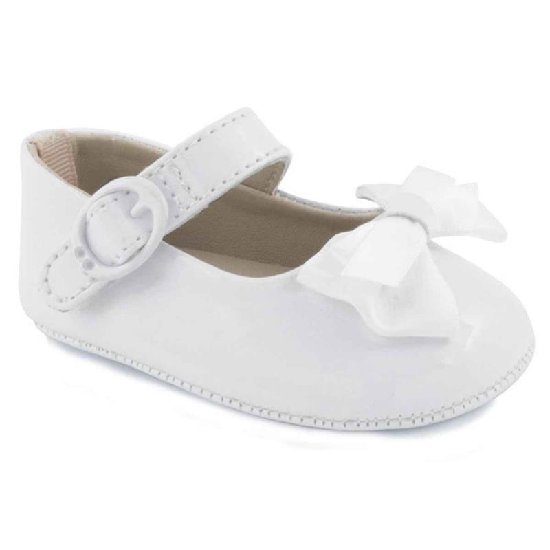 Baby Deer - McKenna Infant Patent Mary Jane Flats with Bows, White Image 1