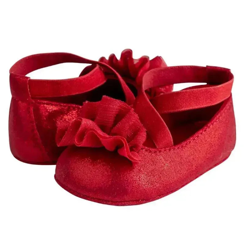 Baby Deer - Red Shimmer Pu One-Strap Skimmer W/Shimmer Chiffon Flower Orn Image 3