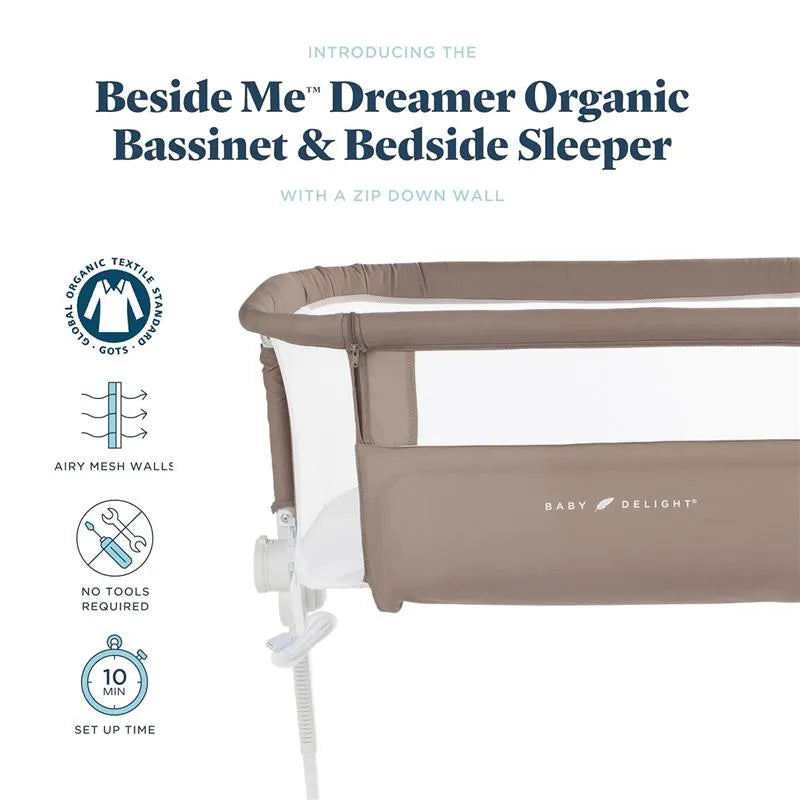 Baby Delight - Beside Me Dreamer Bassinet, 6-Position Height Adjustment, Organic Mocha Image 3