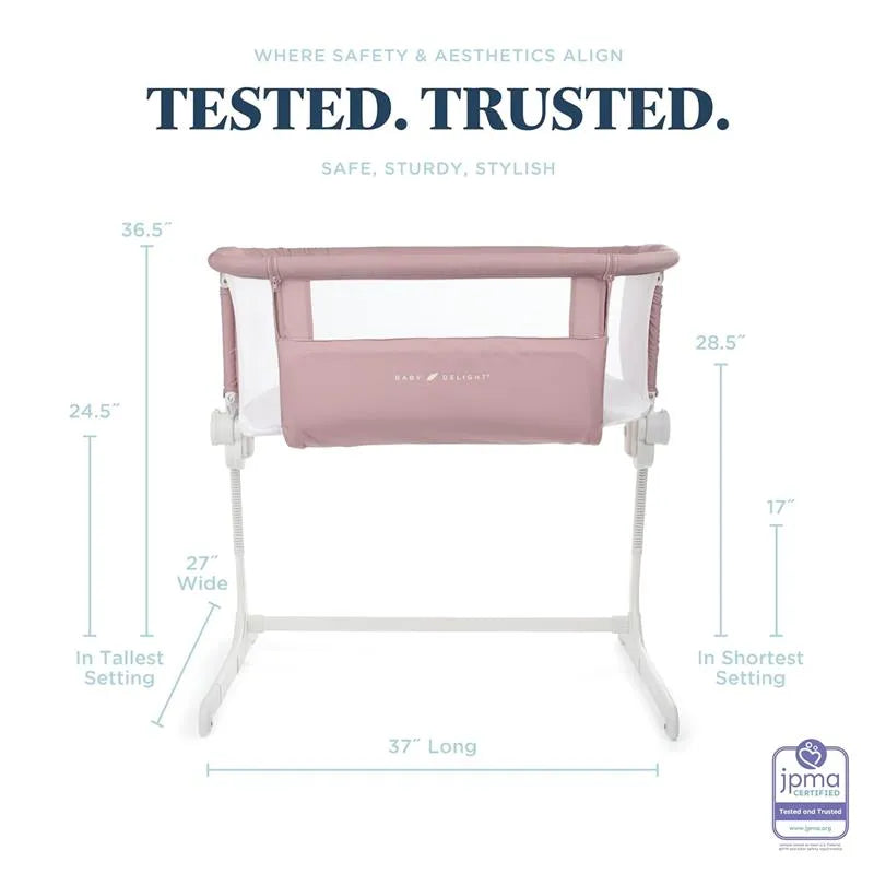 Baby Delight - Beside Me Dreamer Bassinet, 6-Position Height Adjustment, Organic Rose Image 2