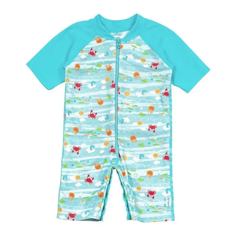 Baby Girls One-Piece Swim Sunsuit Light Aqua Sea Friends Image 1