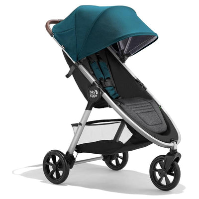Single Baby Jogger City Mini GT3 stroller in Deep Sea Blue with a large canopy and a storage basket underneath.