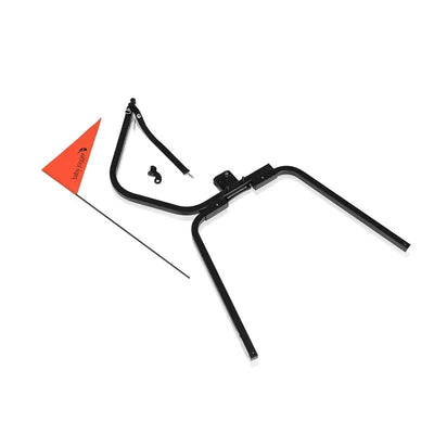 Baby Jogger City Prix™ Trailer Conversion Kit components, including a black frame and an orange safety flag.