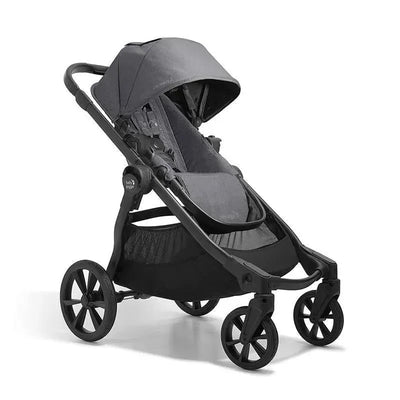 Baby Jogger City Select 2 stroller in Radiant Slate, featuring a sleek design and adjustable canopy.
