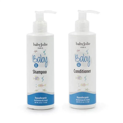 Tear-free Baby Jolie shampoo and conditioner set for infants and toddlers, 212 ml each, hypoallergenic formula.