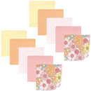 Baby Vision 10Pk Flannel Washcloth, Peace Love & Flowers Image 1