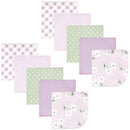 Baby Vision 10Pk Flannel Washcloth, Purple Dainty Floral Image 1