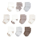 Baby Vision 10Pk Organic Terry Socks 10Pk, Neutral Stripes Image 1