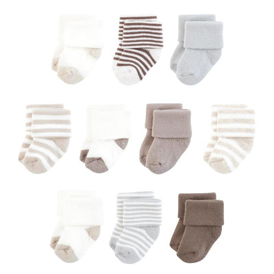 Baby Vision 10Pk Organic Terry Socks 10Pk, Neutral Stripes Image 1