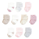 Baby Vision 10Pk Organic Terry Socks, Soft Pink Dot Stripe Image 1