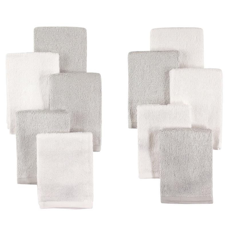 Baby Vision - 10Pk Rayon From Bamboo Washcloth, Gray/White Image 2