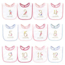 Baby Vision - 12Pk Baby Girl Interlock Holiday Bibs Milestone Floral Image 1