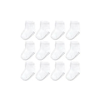 Baby Vision - 12Pk Baby Unisex Organic Non Skid Socks, White, 6/12M Image 1