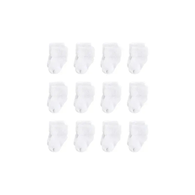 Baby Vision - 12Pk Baby Unisex Terry Socks, White, 6/12M Image 1