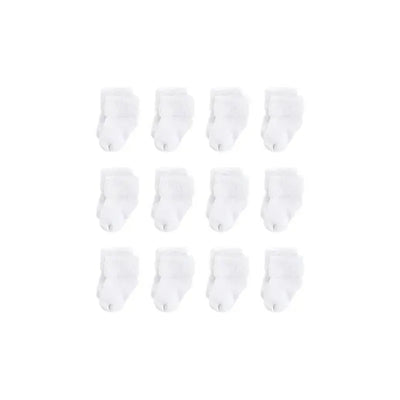 Baby Vision - 12Pk Baby Unisex Terry Socks, White, 6/12M Image 1