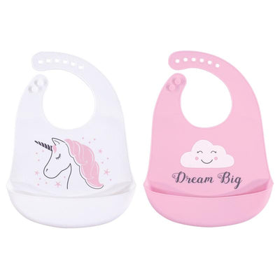Baby Vision 2Pk Baby Silicone Bibs, Unicorn, One Size Image 1