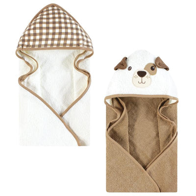Baby Vision 2Pk Hooded Towel Brown Gingham Puppy Image 1