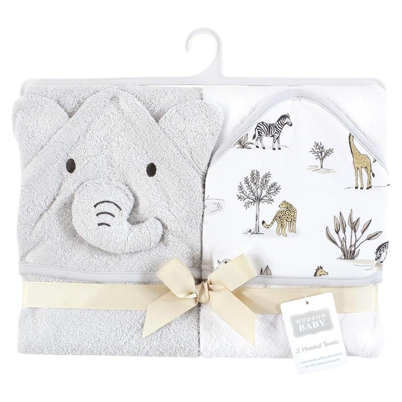 Baby Vision 2Pk Hooded Towel Neutral Safari World Image 3