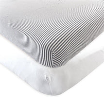 Baby Vision 2Pk Nature Organic Cotton Crib Sheet, White Heather Charcoal, One Size Image 1