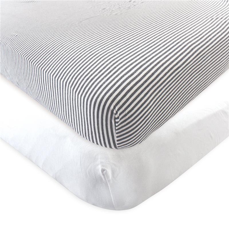 Baby Vision 2Pk Nature Organic Cotton Crib Sheet, White Heather Charcoal, One Size Image 2