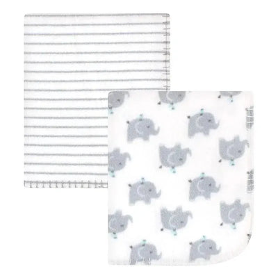 Baby Vision 2Pk Printed Fleece Blanket, Elephants Image 1