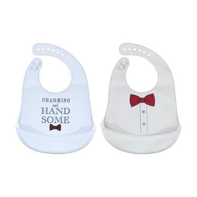 Baby Vision 2Pk Silicone Bibs, Charming & Handsome Image 1