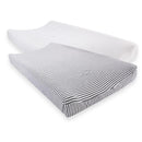Baby Vision 2Pk Unisex Baby Organic Cotton Changing Pad Cover, White Heather Charcoal, One Size Image 1