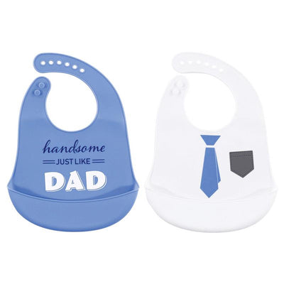 Baby Vision 2Pk Unisex Baby Silicone Bibs, Handsome Just Like Dad, One Size Image 1