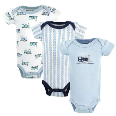 Baby Vision - 3Pc Baby Boy Cotton Bodysuit, Preemie, Train Image 1