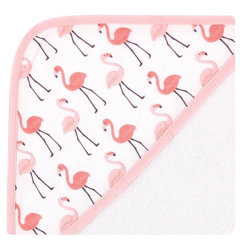 Baby Vision - 3Pk Hudson Baby Cotton Rich Hooded Towels, Coral Flamingo Image 3