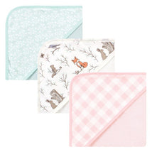 Baby Vision - 3Pk Hudson Baby Unisex Baby Cotton Rich Hooded Towels, Enchanted Forest Image 1