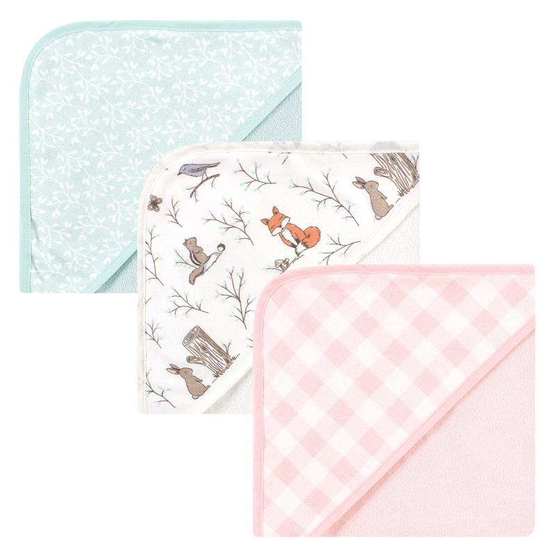 Baby Vision - 3Pk Hudson Baby Unisex Baby Cotton Rich Hooded Towels, Enchanted Forest Image 2