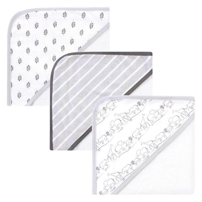 Baby Vision - 3Pk Touched by Nature Unisex Baby Organic Cotton Hooded Towels, Safari Image 1