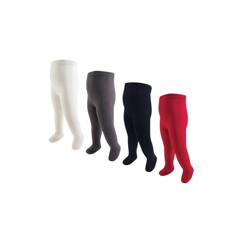 Baby Vision - 4Pk Baby Girl Cotton Tights, Red/Navy Image 1