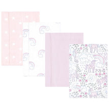 Baby Vision 4Pk Flannel Burp Cloth, Dreamy Unicorn Image 1