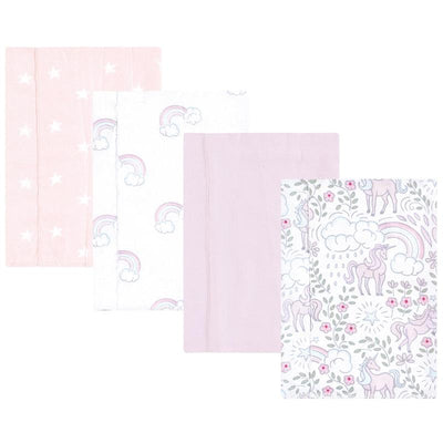 Baby Vision 4Pk Flannel Burp Cloth, Dreamy Unicorn Image 1