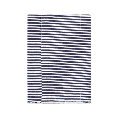 Flannel burp cloth from Baby Vision in navy and white stripes, designed for keeping babies clean during feeding.