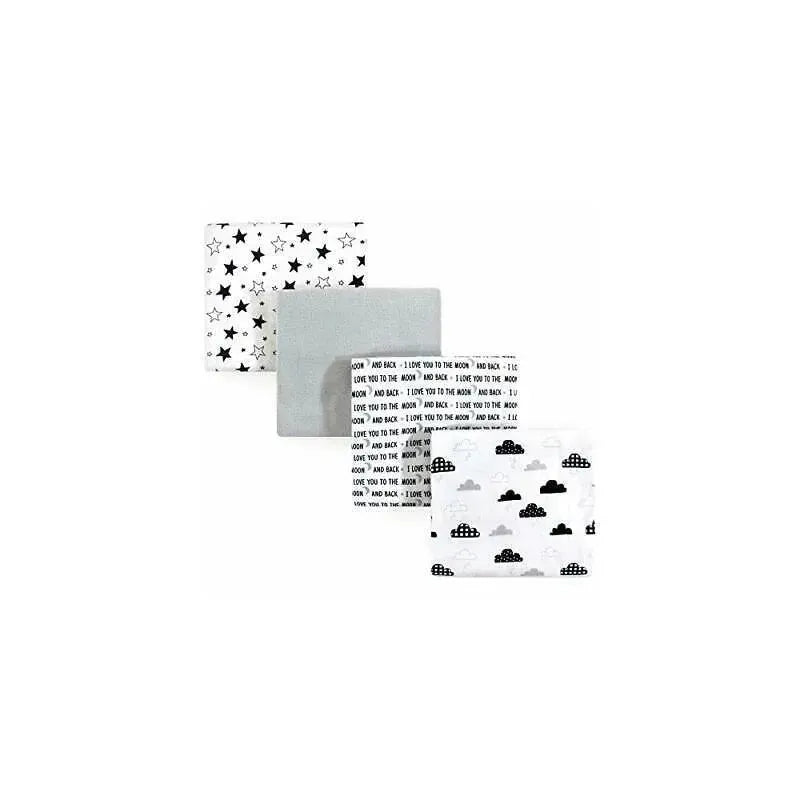 Baby Vision - 4Pk Flannel Receiving Blanket, Moon And Back Image 1