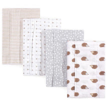 Baby Vision 4Pk Unisex Baby Cotton Flannel Burp Cloths, Hedgehog, One Size Image 1