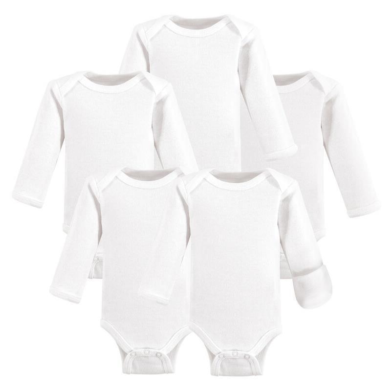 Baby Vision - 5Pk Baby Unisex Long Sleeve Bodysuit, Preemie, White Image 1