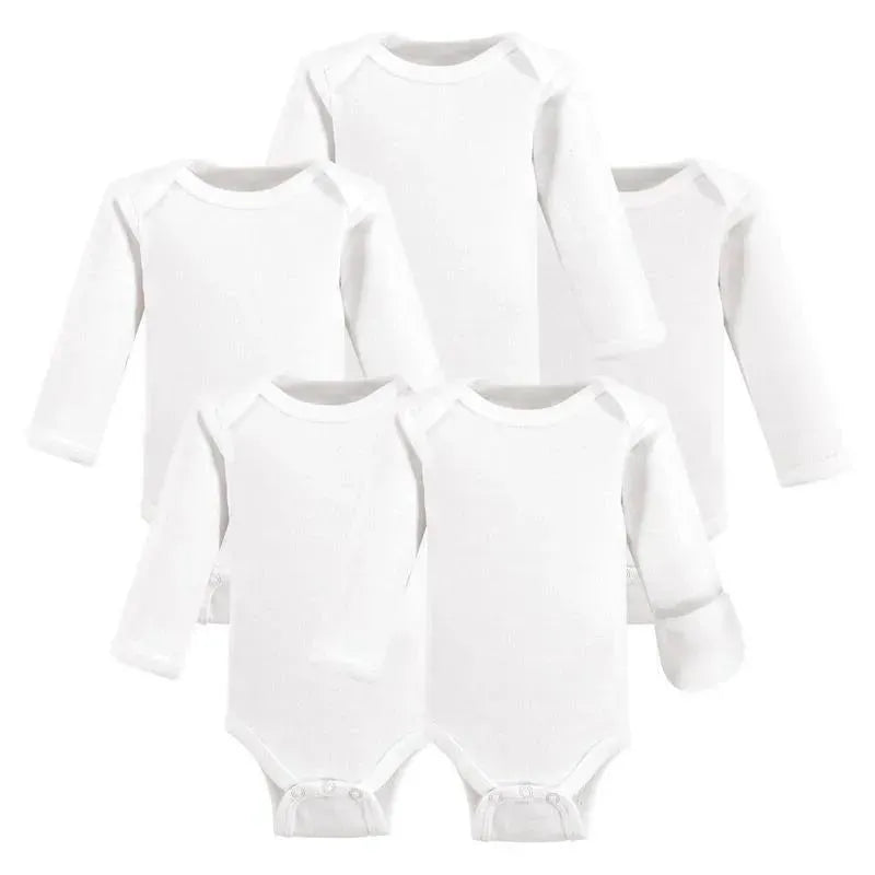 Baby Vision - 5Pk Baby Unisex Long Sleeve Bodysuit, Preemie, White Image 1