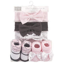 Baby Vision 5Pk Unisex Baby Headband & Socks Set, Damask, 0/9M Image 2